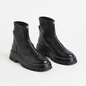 H&M Chunky Zip-front Boots Black